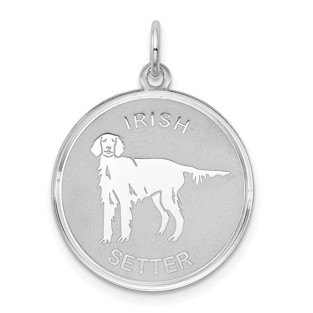 Sterlingsilber Rhodiniert Irish Setter Plättchen Charm