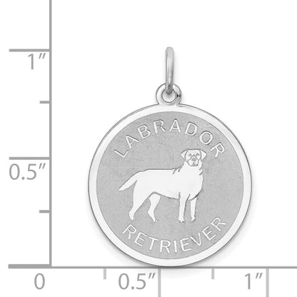 Sterlingsilber Rhodiniert Labrador Retrieve Plättchen Charm