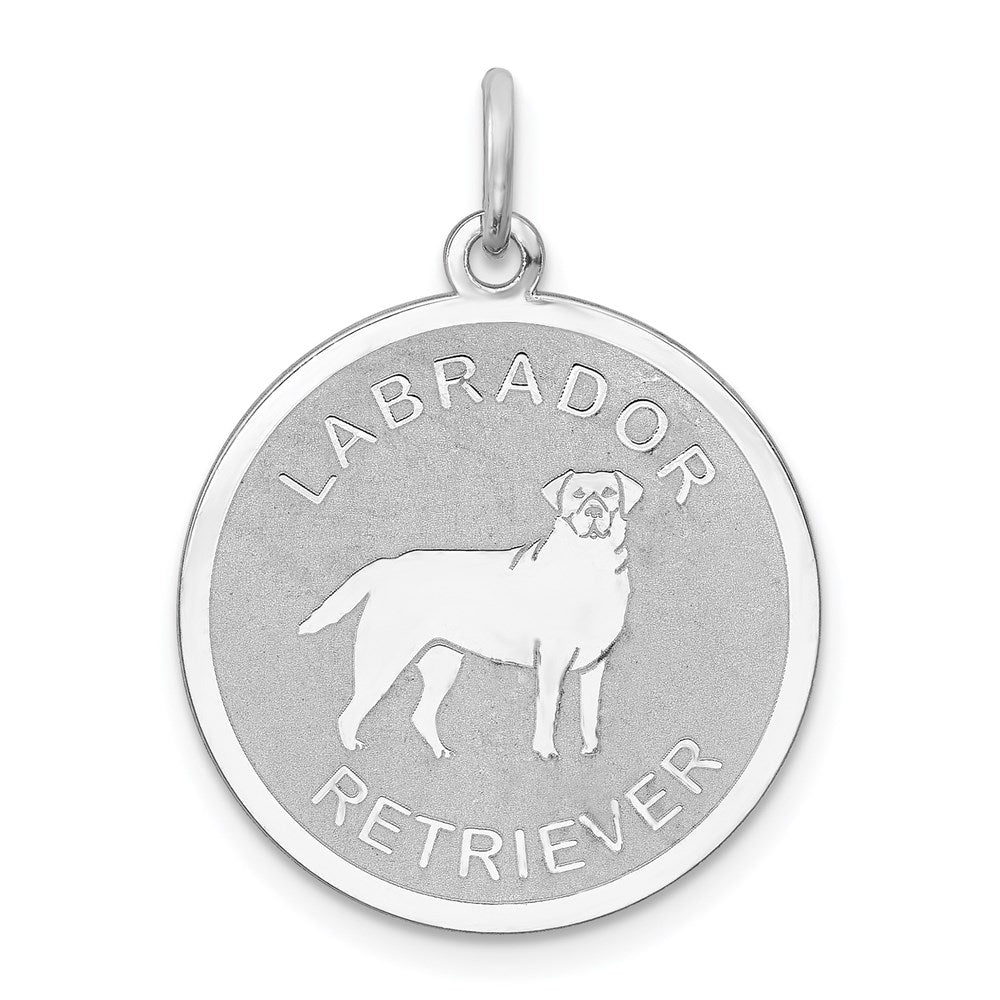 Sterlingsilber Rhodiniert Labrador Retrieve Plättchen Charm