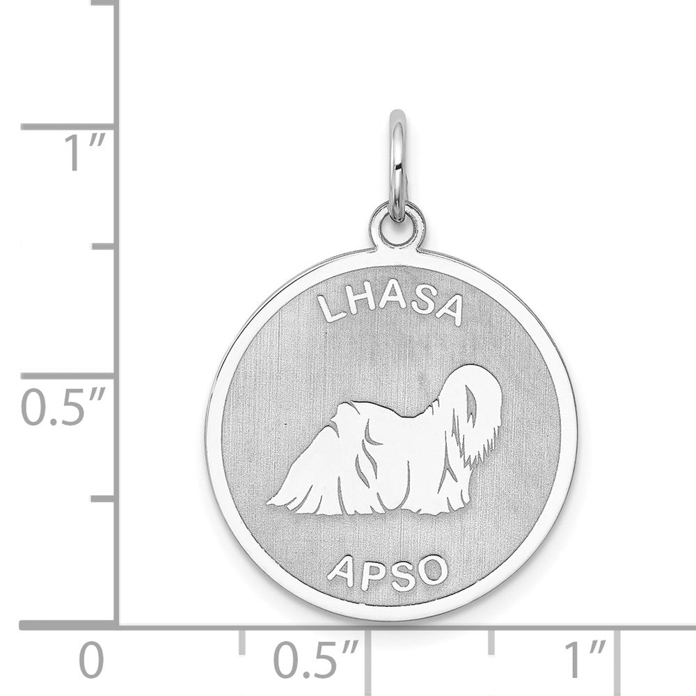 Sterlingsilber Rhodiniert Lhasa Apso Plättchen Charm