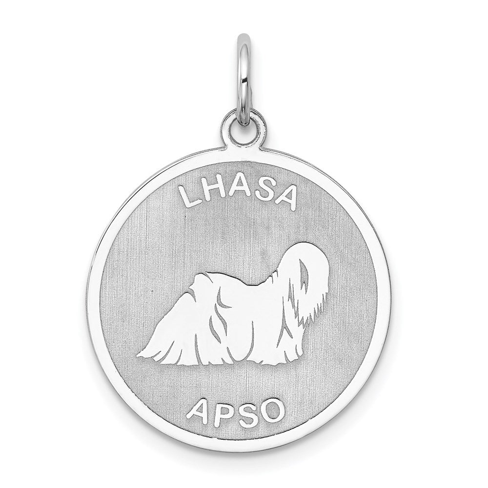 Sterlingsilber Rhodiniert Lhasa Apso Plättchen Charm
