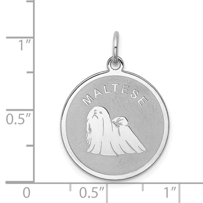 Sterlingsilber Rhodiniert Maltese Plättchen Charm