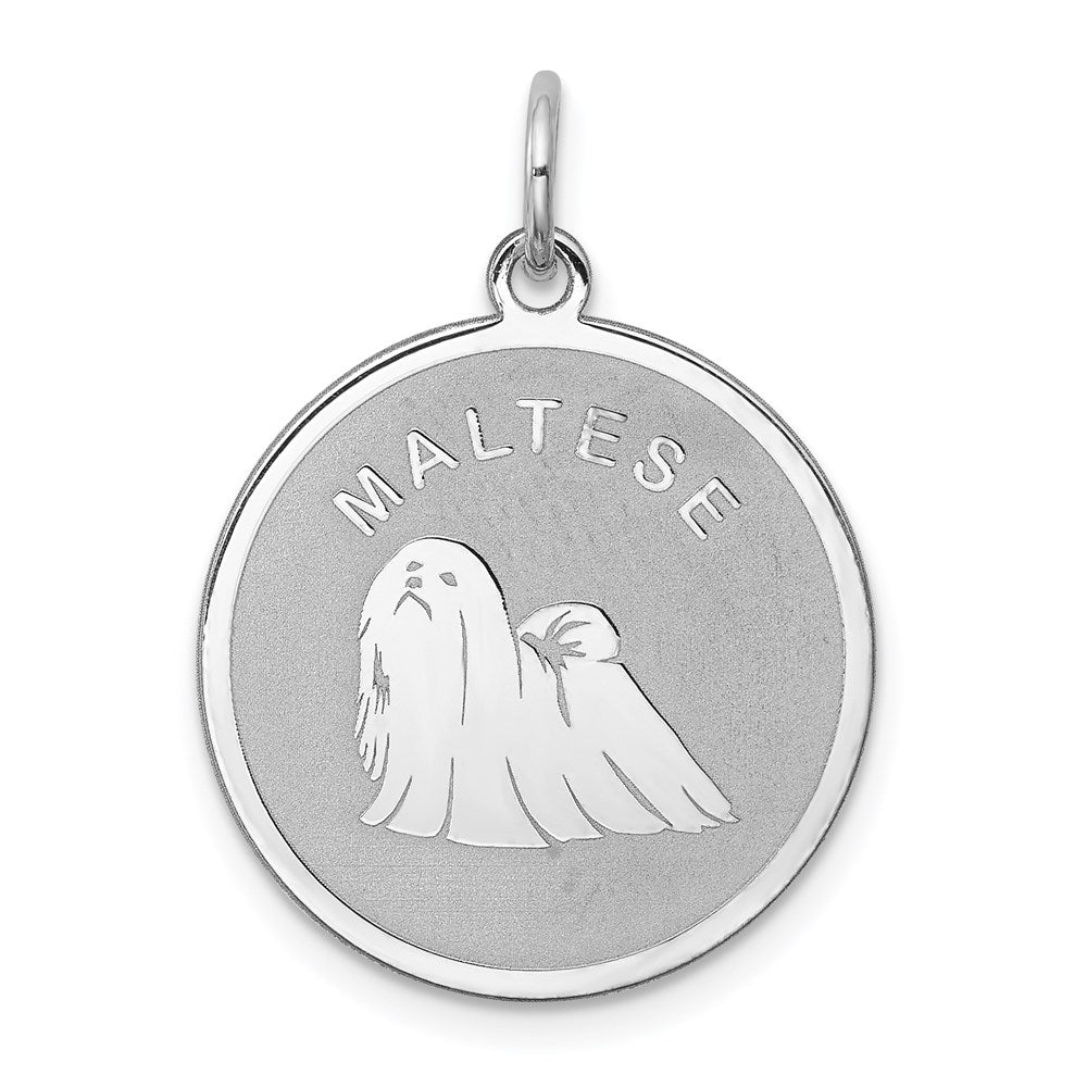 Sterlingsilber Rhodiniert Maltese Plättchen Charm