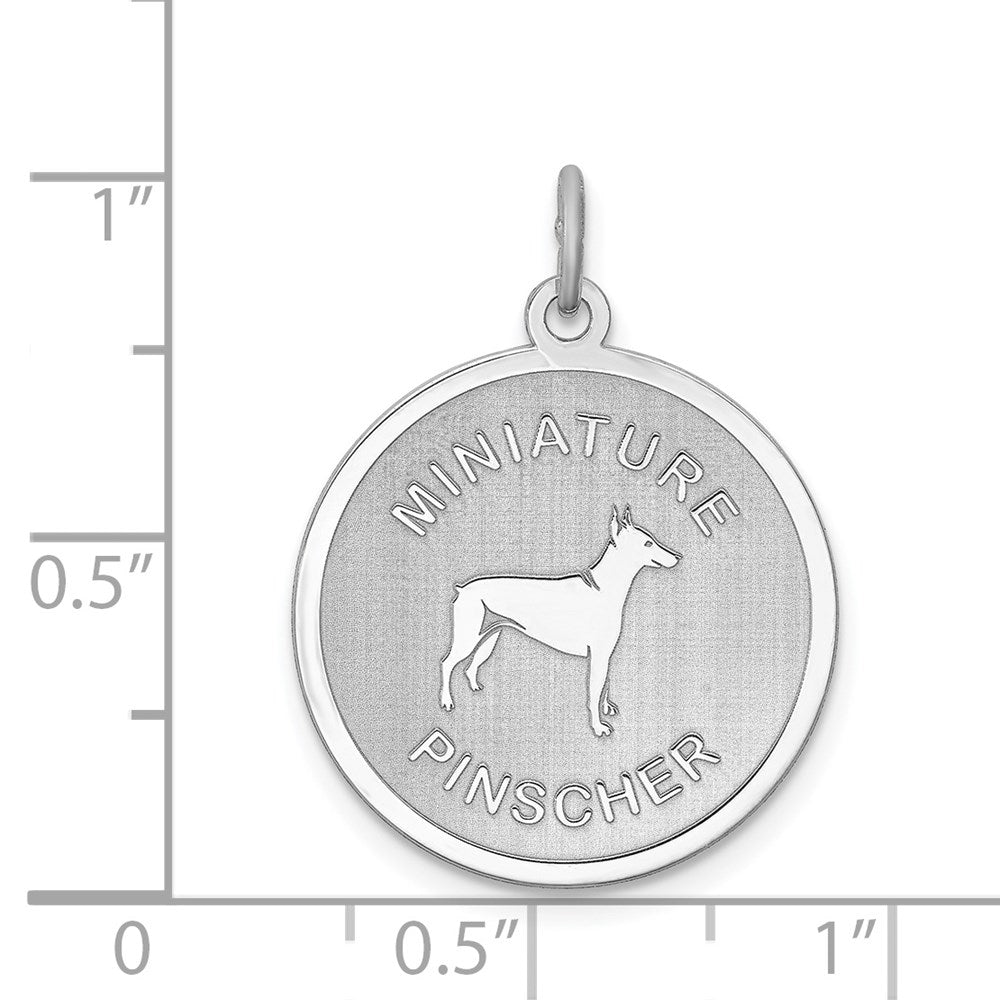 Sterlingsilber Rhodiniert Miniature Pinscher Plättchen Charm