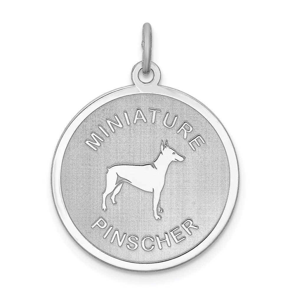 Sterlingsilber Rhodiniert Miniature Pinscher Plättchen Charm