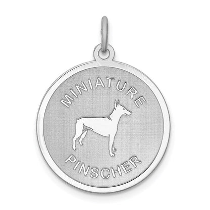 Sterlingsilber Rhodiniert Miniature Pinscher Plättchen Charm