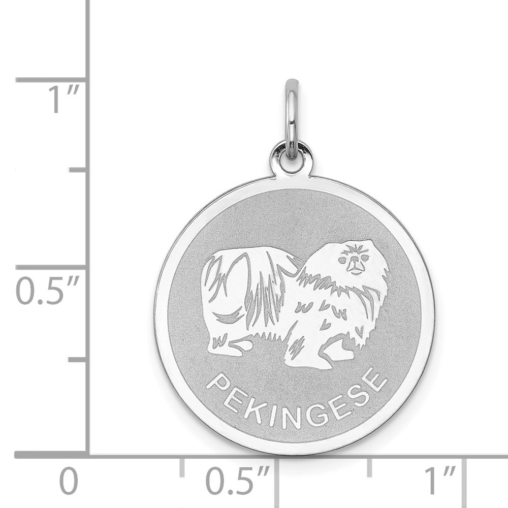 Sterlingsilber Rhodiniert Pekingese Plättchen Charm