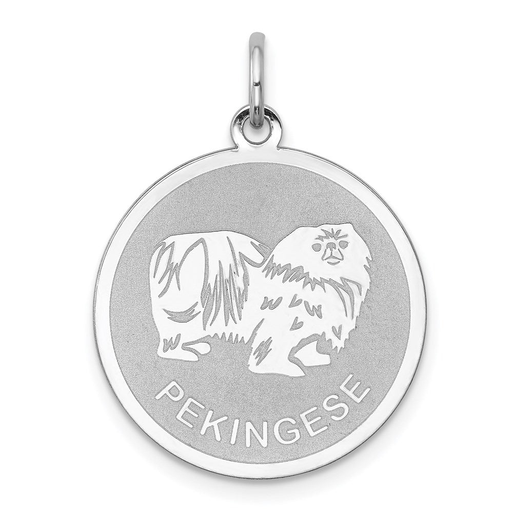 Sterlingsilber Rhodiniert Pekingese Plättchen Charm