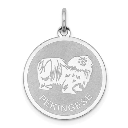 Sterlingsilber Rhodiniert Pekingese Plättchen Charm
