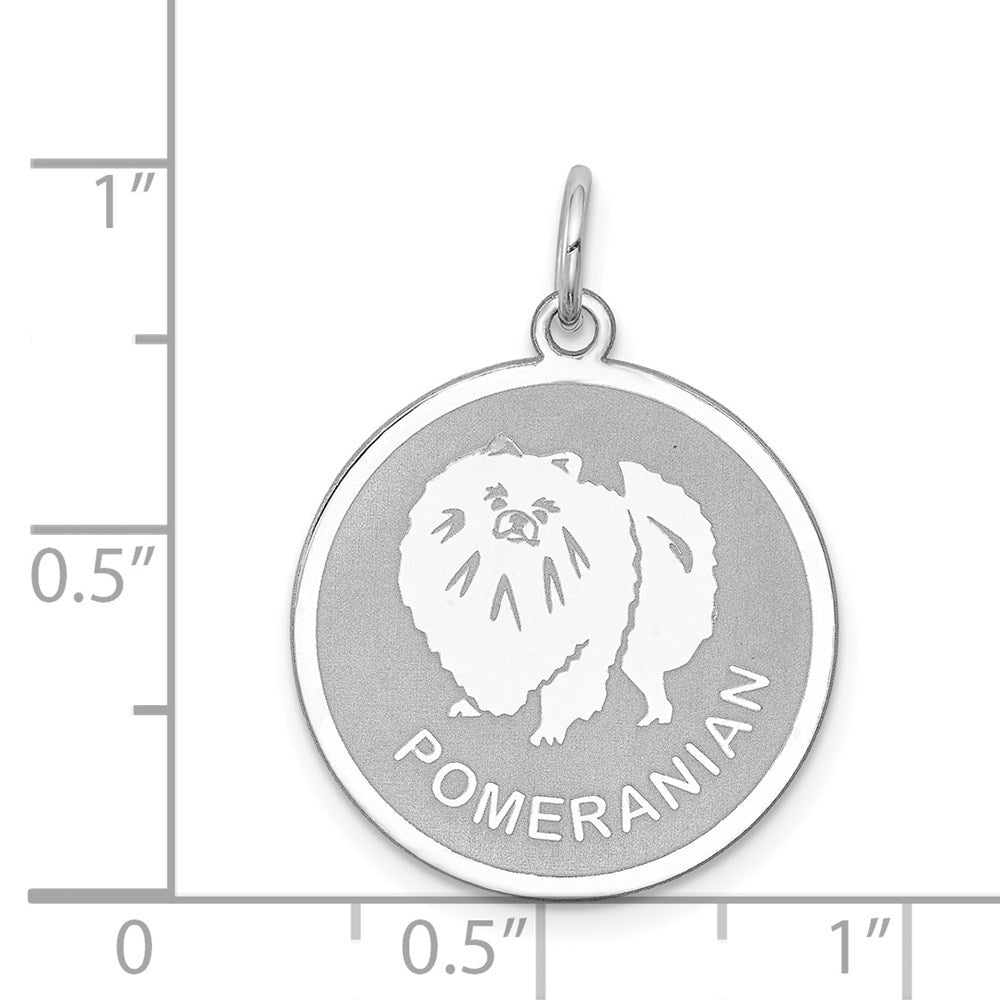 Sterlingsilber Rhodiniert Pomeranian Plättchen Charm