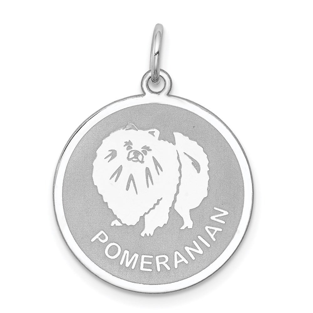 Sterlingsilber Rhodiniert Pomeranian Plättchen Charm