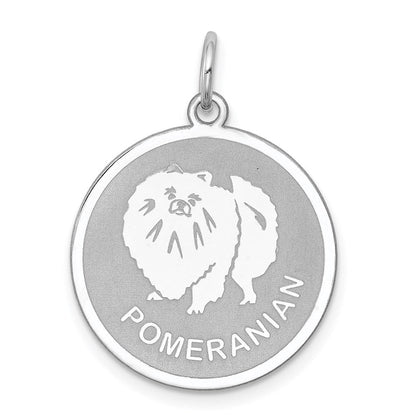 Sterlingsilber Rhodiniert Pomeranian Plättchen Charm