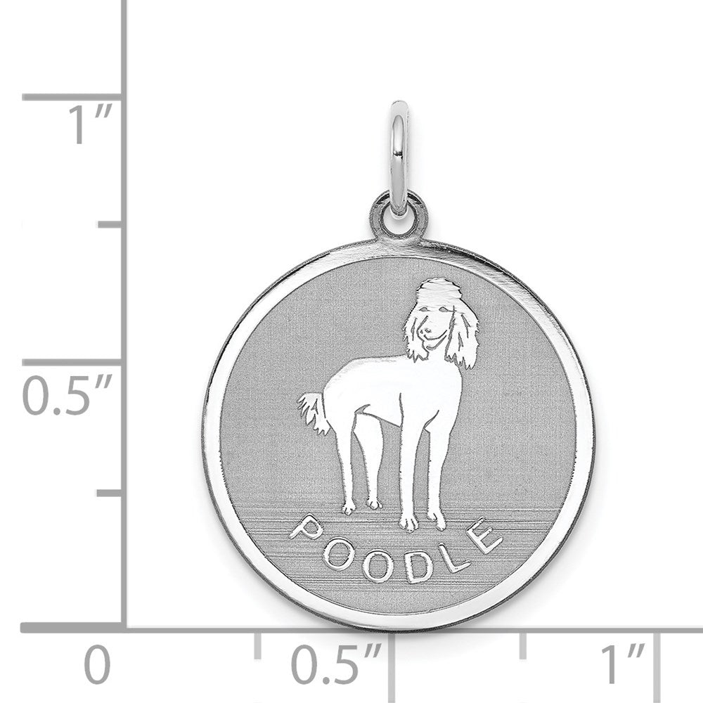 Sterlingsilber Rhodiniert Poodle Plättchen Charm