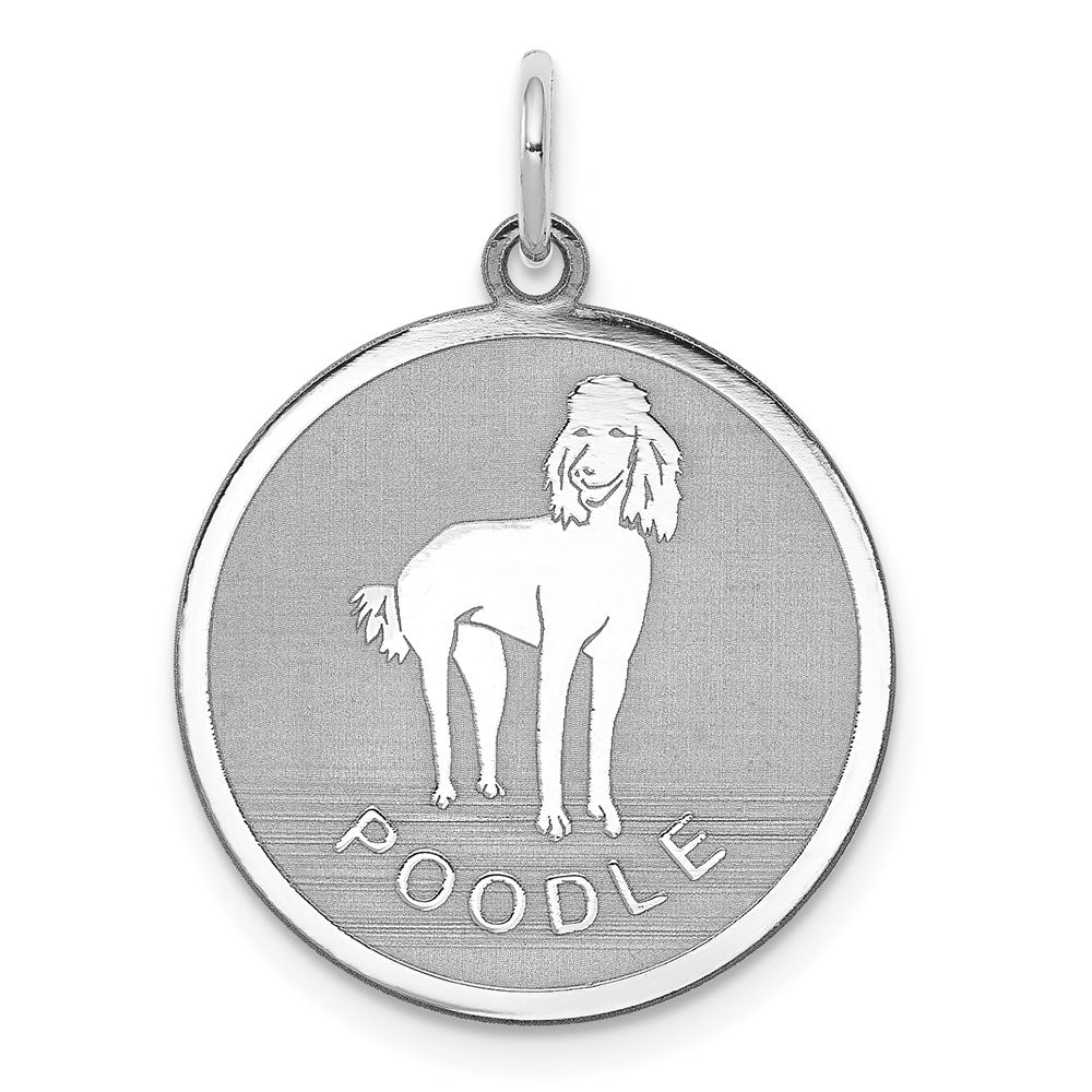 Sterlingsilber Rhodiniert Poodle Plättchen Charm