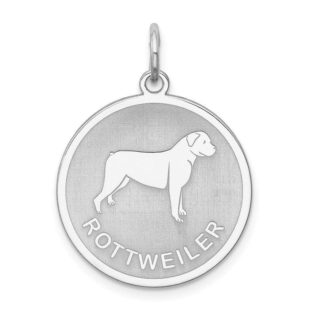 Sterlingsilber Rhodiniert Rottweiler Plättchen Charm