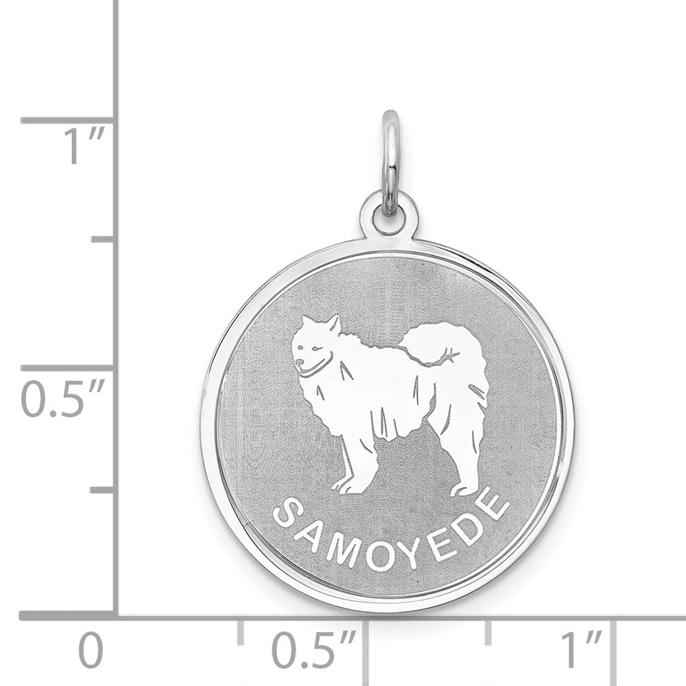 Sterlingsilber Rhodiniert Samoyed Plättchen Charm