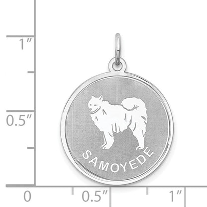 Sterlingsilber Rhodiniert Samoyed Plättchen Charm