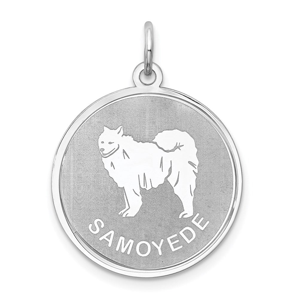 Sterlingsilber Rhodiniert Samoyed Plättchen Charm