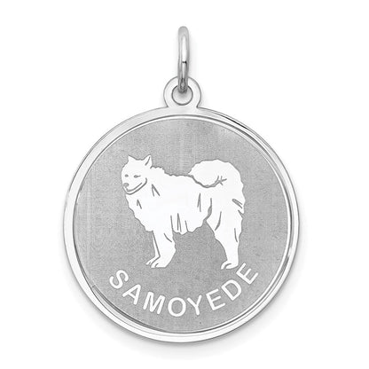 Sterlingsilber Rhodiniert Samoyed Plättchen Charm