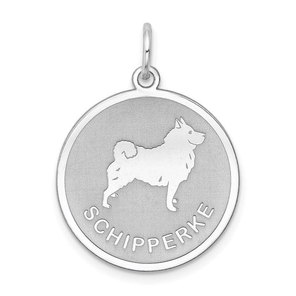 Sterlingsilber Rhodiniert Schipperke Plättchen Charm