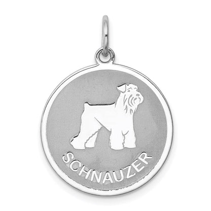 Sterlingsilber Rhodiniert Schnauzer Plättchen Charm