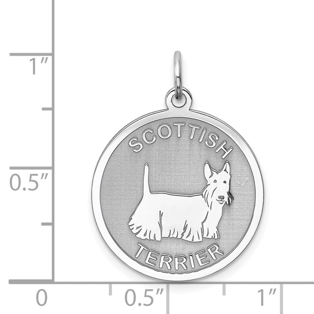 Sterlingsilber Rhodiniert Scottish Terrier Plättchen Charm
