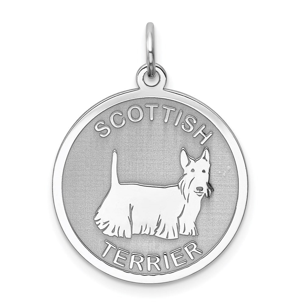 Sterlingsilber Rhodiniert Scottish Terrier Plättchen Charm