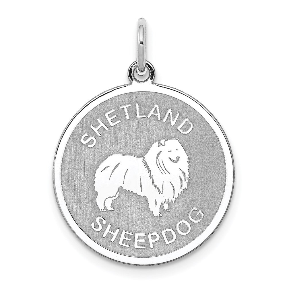 Sterlingsilber Rhodiniert Shetland Sheepdog Plättchen Charm