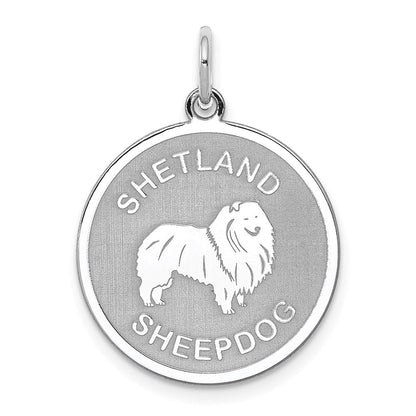 Sterlingsilber Rhodiniert Shetland Sheepdog Plättchen Charm