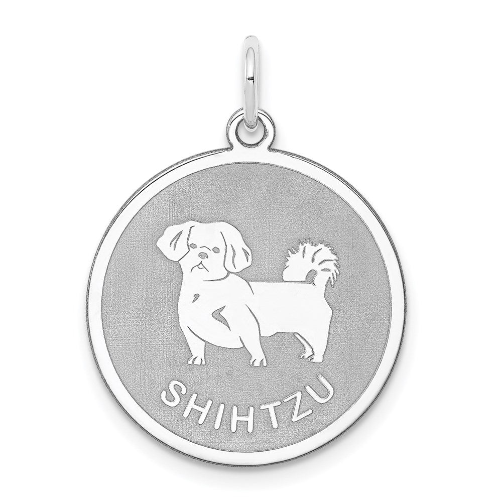 Sterlingsilber Rhodiniert Shih Tzu Plättchen Charm