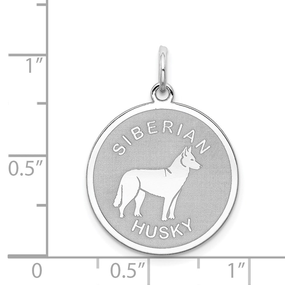 Sterlingsilber Rhodiniert Siberian Husky Plättchen Charm