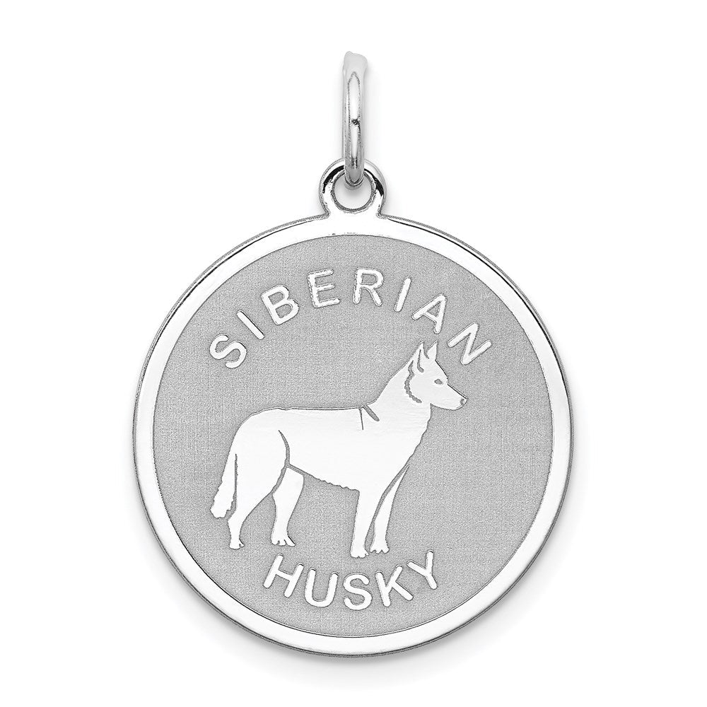 Sterlingsilber Rhodiniert Siberian Husky Plättchen Charm