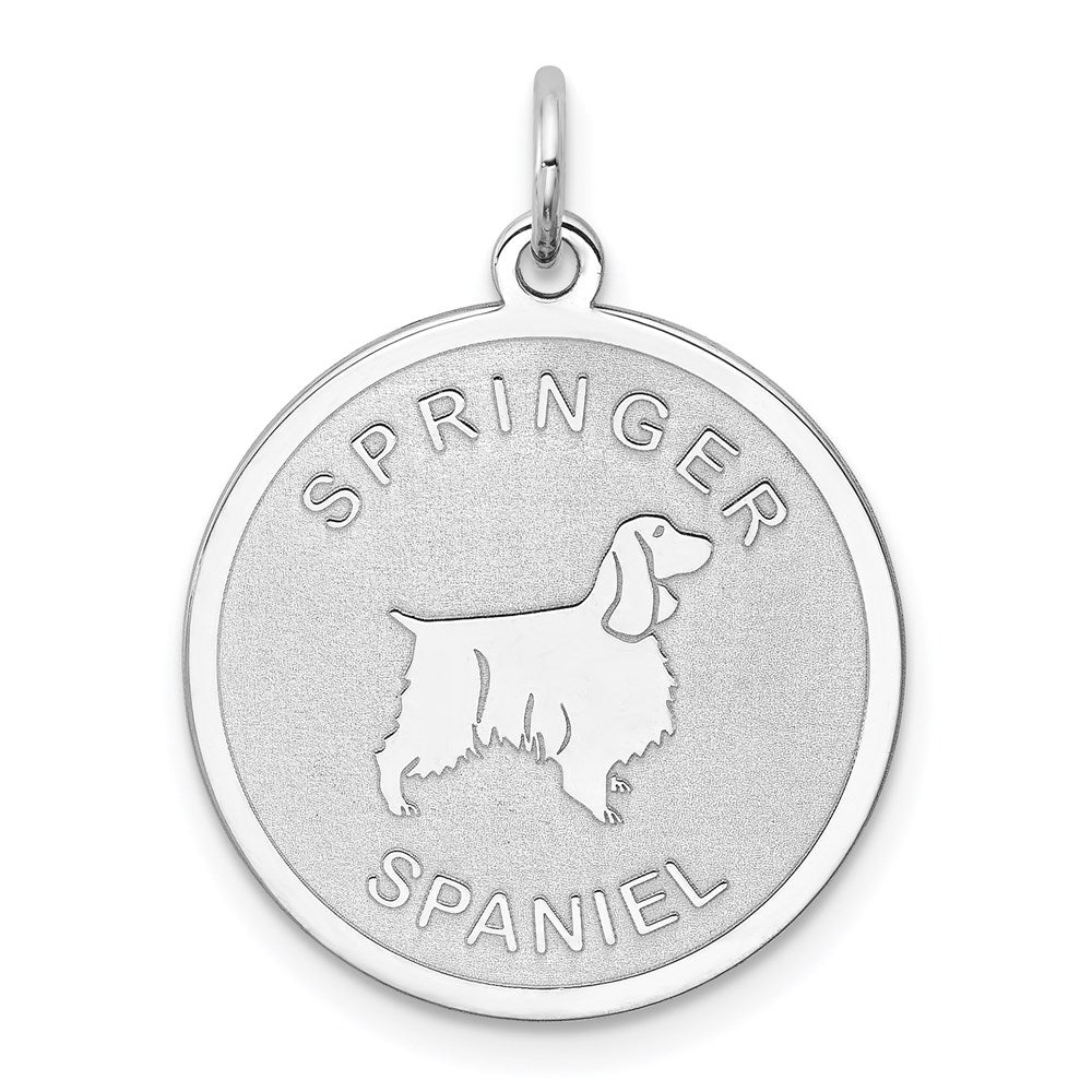 Sterlingsilber Rhodiniert Springer Spaniel Plättchen Charm