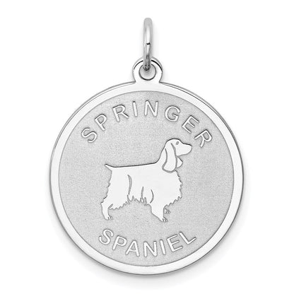Sterlingsilber Rhodiniert Springer Spaniel Plättchen Charm