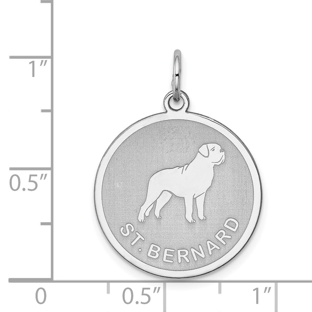 Sterlingsilber Rhodiniert St. Bernard Plättchen Charm