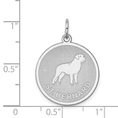 Sterlingsilber Rhodiniert St. Bernard Plättchen Charm