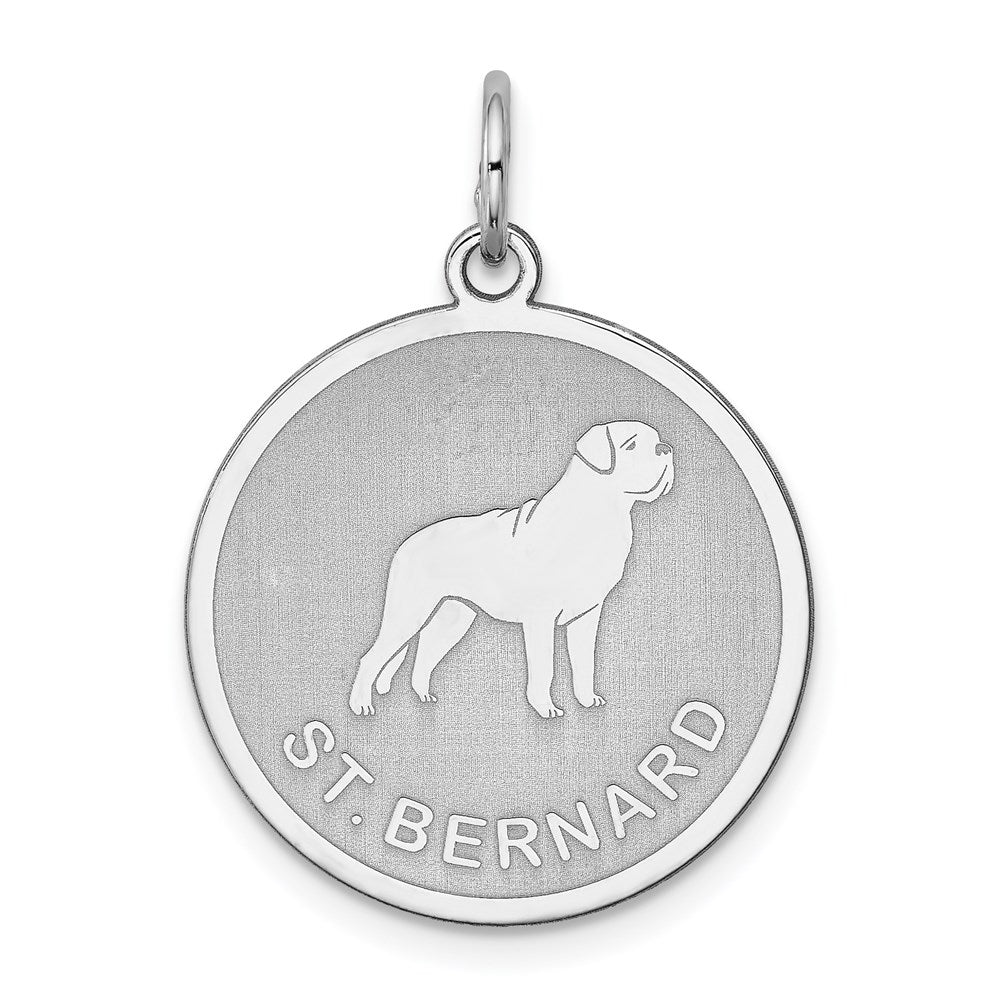 Sterlingsilber Rhodiniert St. Bernard Plättchen Charm