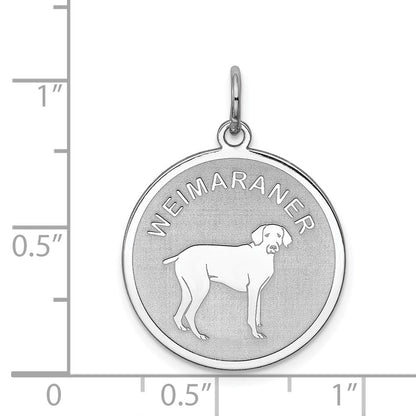 Sterlingsilber Rhodiniert Weimaraner Plättchen Charm