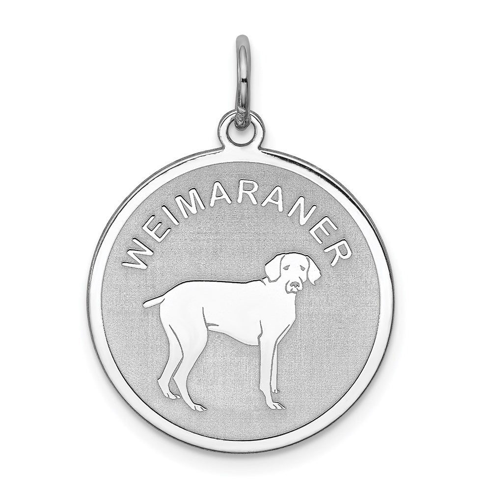 Sterlingsilber Rhodiniert Weimaraner Plättchen Charm