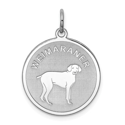 Sterlingsilber Rhodiniert Weimaraner Plättchen Charm