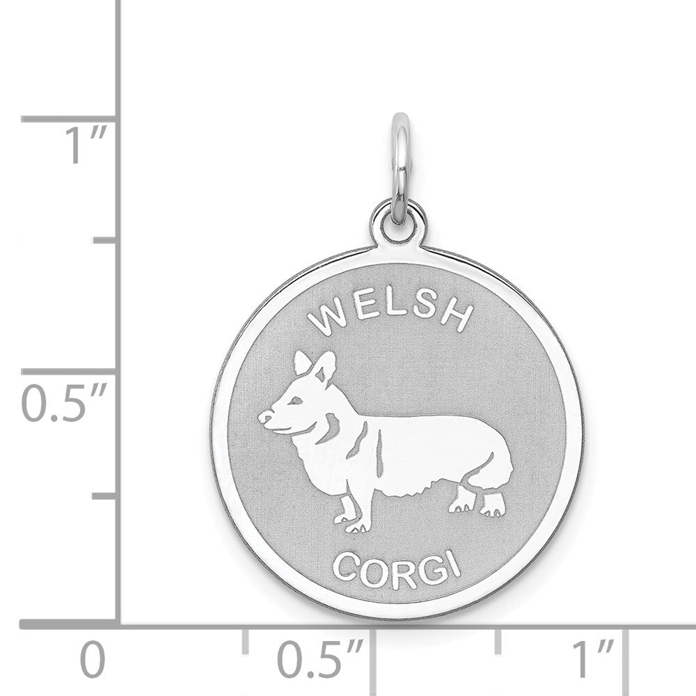 Sterlingsilber Rhodiniert Welsh Corgi Plättchen Charm