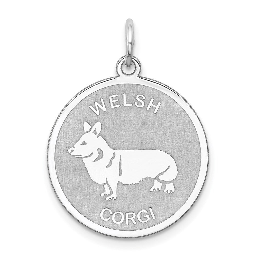 Sterlingsilber Rhodiniert Welsh Corgi Plättchen Charm
