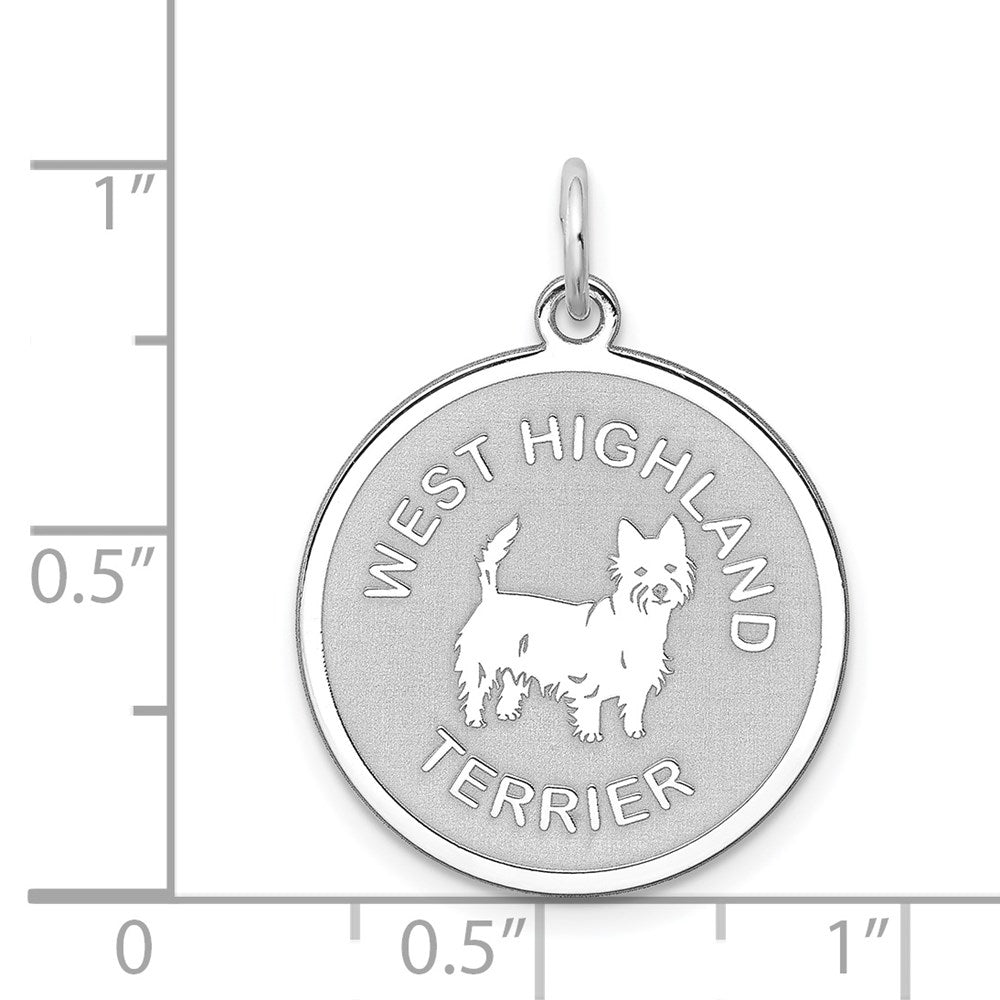 Sterlingsilber Rhodiniert West Highland Terrier Plättchen Charm