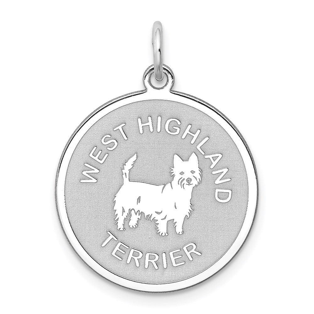 Sterlingsilber Rhodiniert West Highland Terrier Plättchen Charm