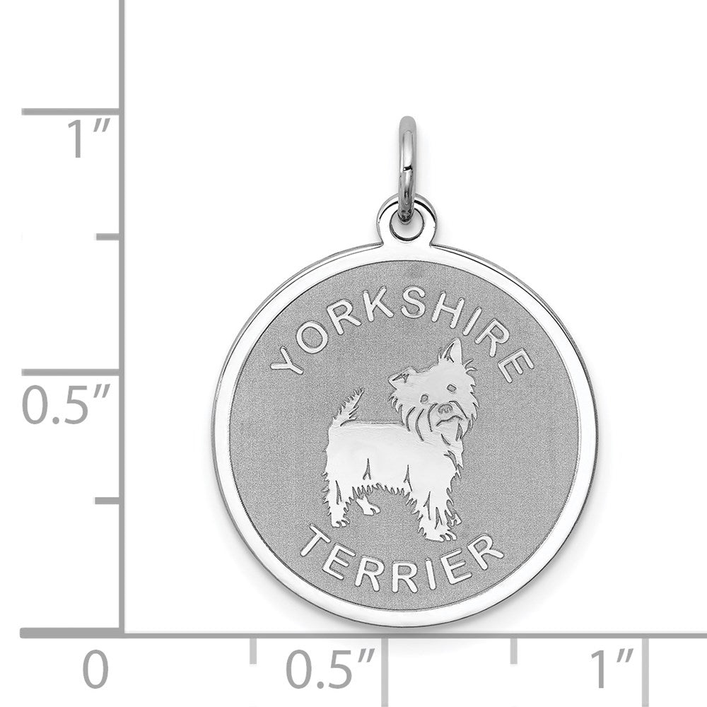 Sterlingsilber Rhodiniert Yorkshire Terrier Plättchen Charm