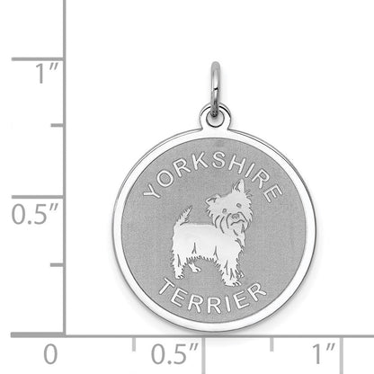 Sterlingsilber Rhodiniert Yorkshire Terrier Plättchen Charm