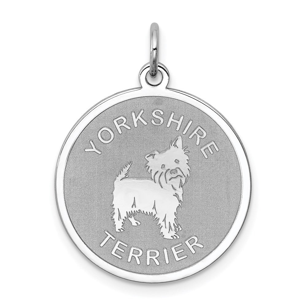 Sterlingsilber Rhodiniert Yorkshire Terrier Plättchen Charm