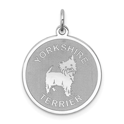 Sterlingsilber Rhodiniert Yorkshire Terrier Plättchen Charm