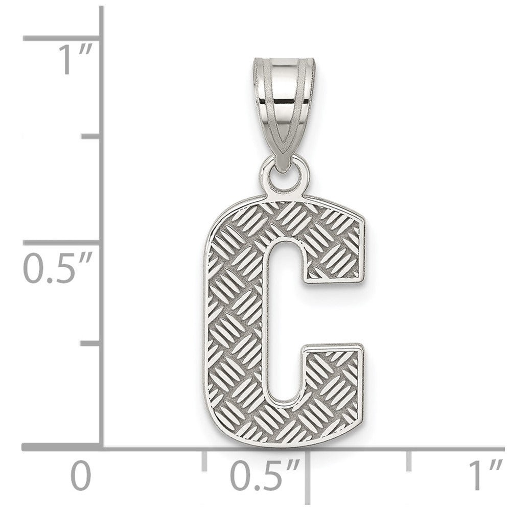 Sterlingsilber Rhodiniert Buchstabe C Initiale Anhänger