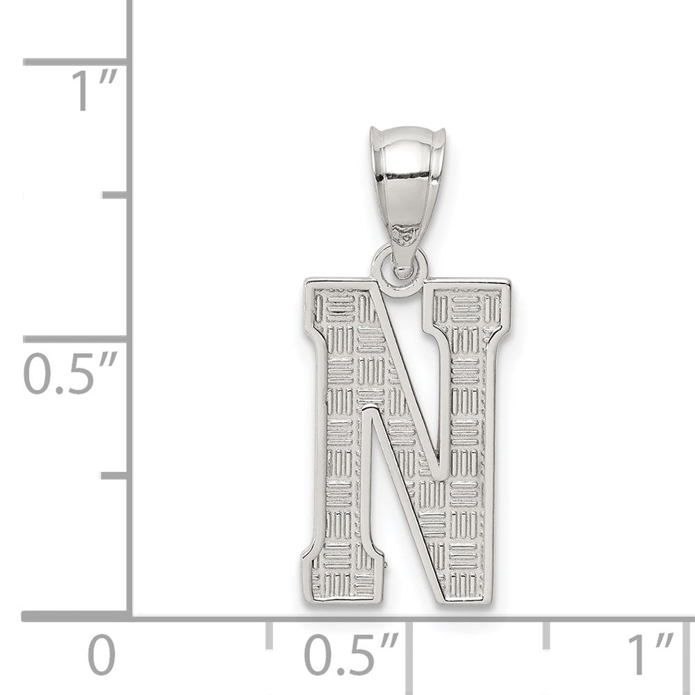Sterlingsilber Rhodiniert Buchstabe N Initiale Anhänger